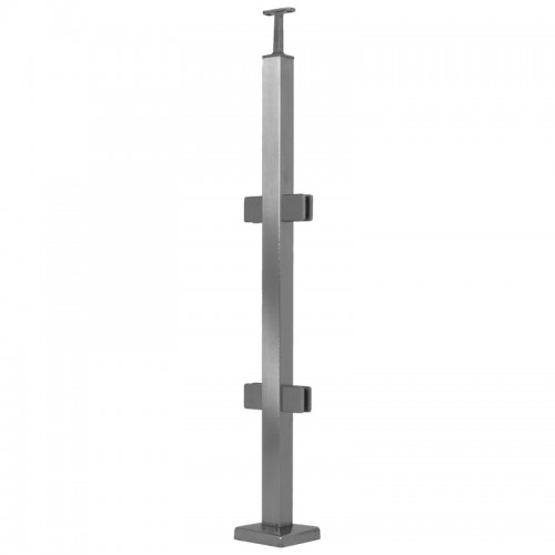 Square Stainless Steel Post With Clamps for 10-mm Glass