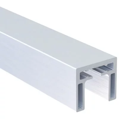 Square cap rail for glass 10 or 12 mm