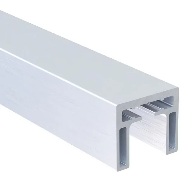 Square cap rail for glass 10 or 12 mm
