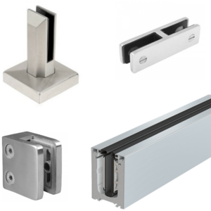 Hardware for glass railings